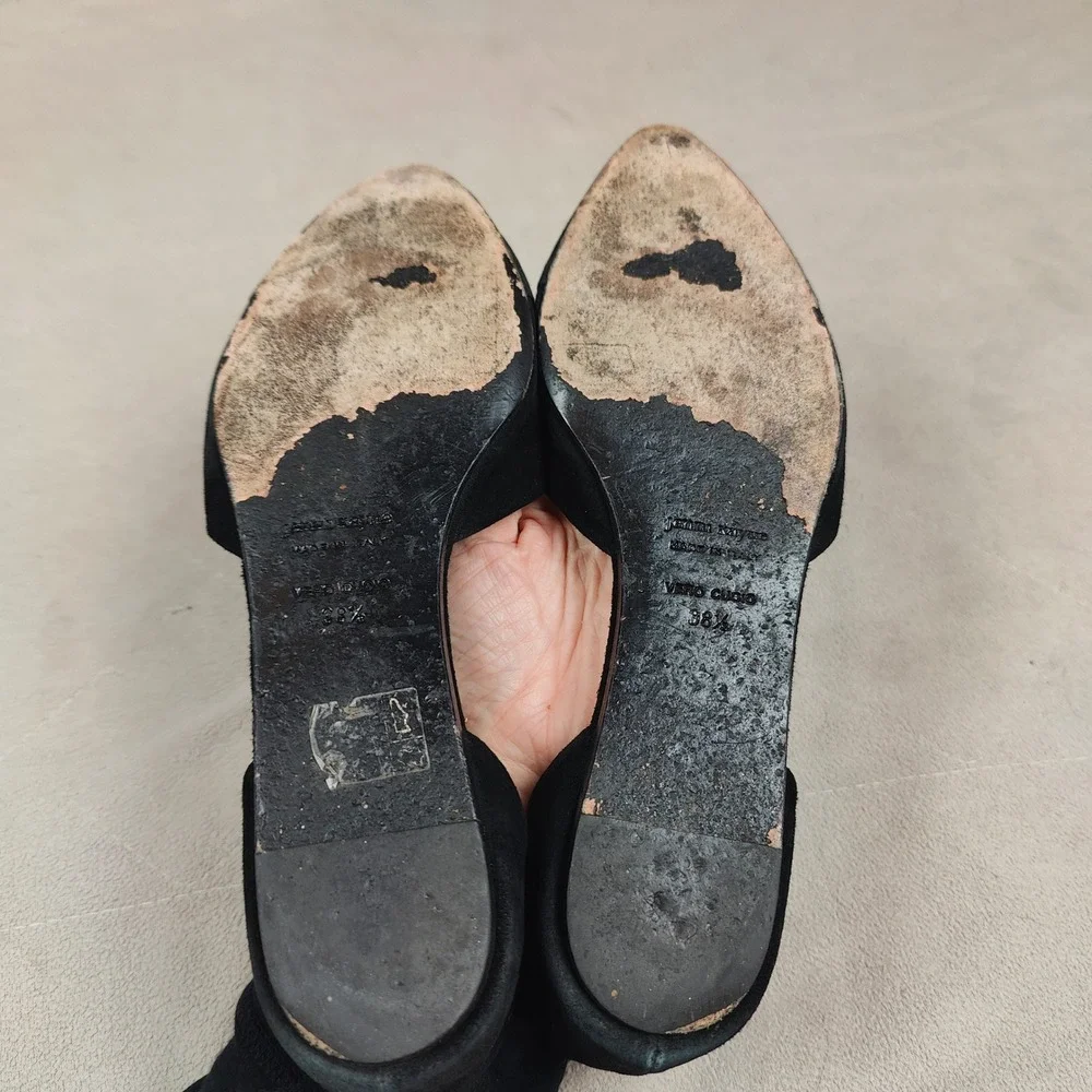 Jenni Kayne‎ Suede D'Orsay Flats Womens 38.5 8.5 Black Pointed Toe Made in Italy